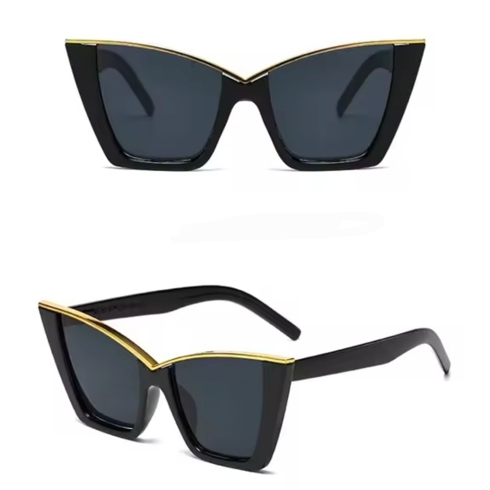 CHIC BLACK AND GOLD CATEYE SUNGLASSES